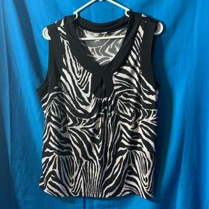 Cato Women Black/White Blouse Size L